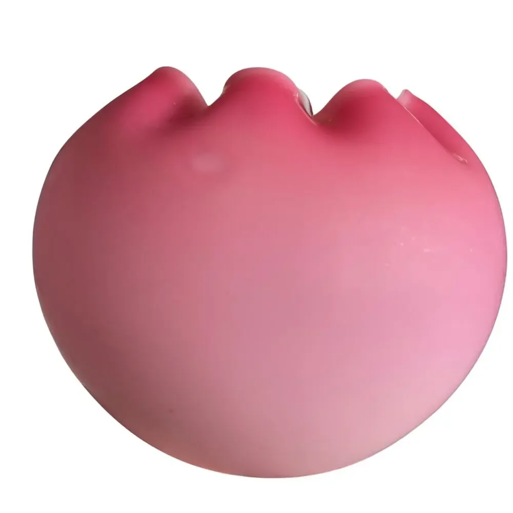 Vintage Victorian Pink Satin Glass Crimped Rose Bowl Ruffled Vase Ombre READ